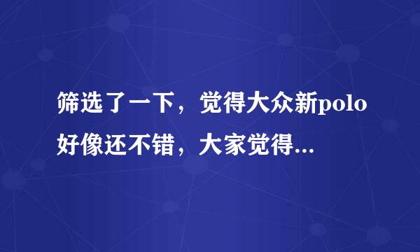 筛选了一下，觉得大众新polo好像还不错，大家觉得大众新polo怎么样呢?最