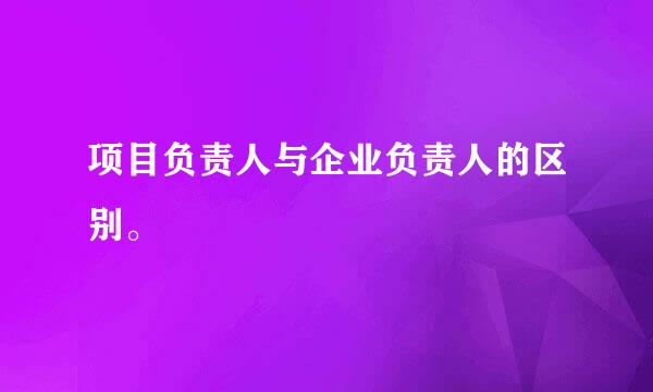 项目负责人与企业负责人的区别。