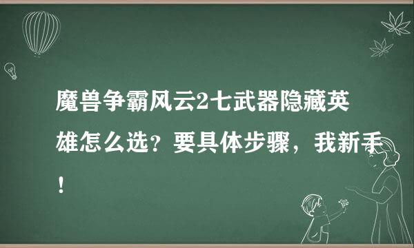 魔兽争霸风云2七武器隐藏英雄怎么选？要具体步骤，我新手！