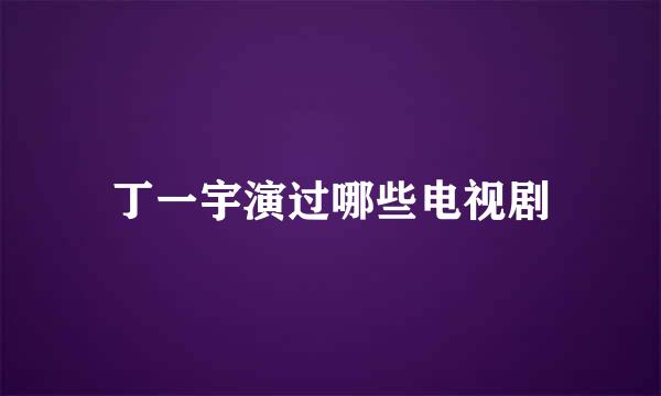 丁一宇演过哪些电视剧