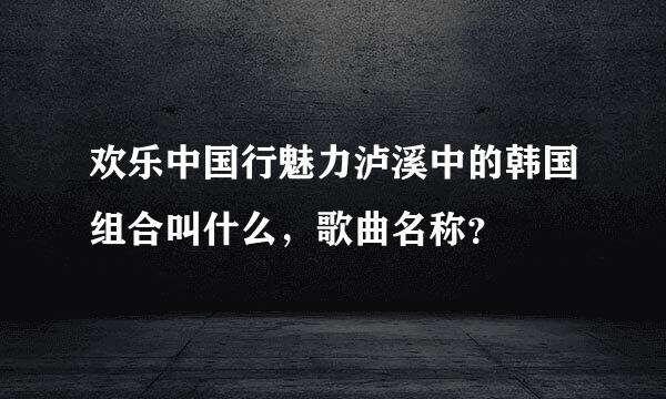 欢乐中国行魅力泸溪中的韩国组合叫什么，歌曲名称？