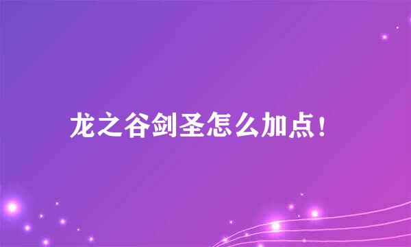 龙之谷剑圣怎么加点！