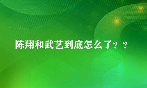 陈翔和武艺到底怎么了？？