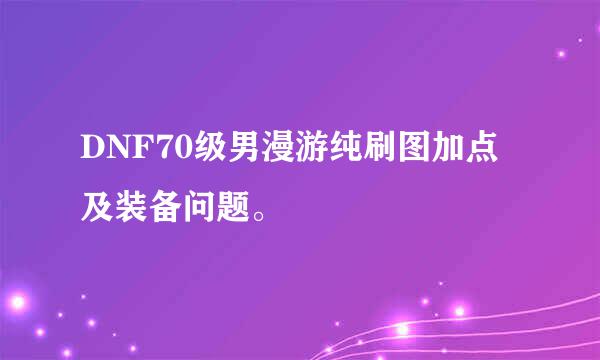 DNF70级男漫游纯刷图加点及装备问题。