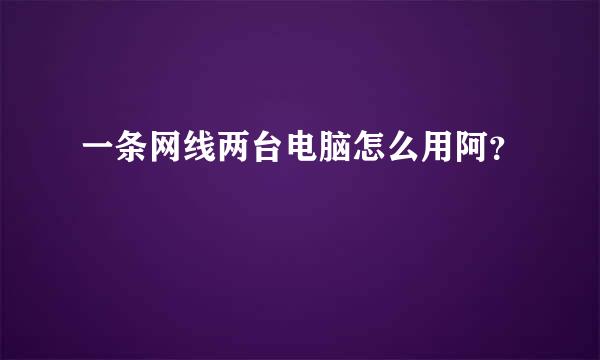 一条网线两台电脑怎么用阿？