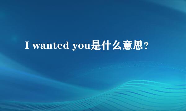 I wanted you是什么意思？