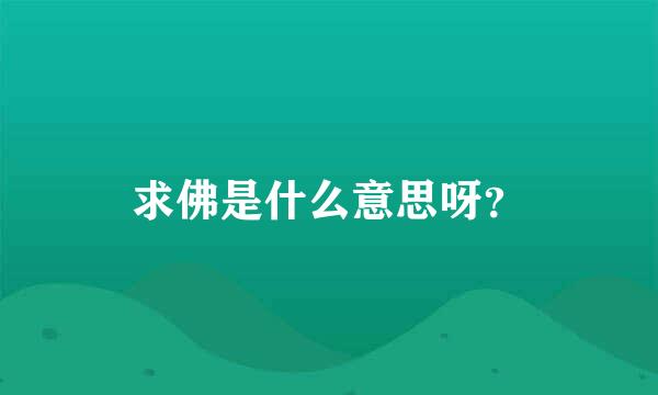 求佛是什么意思呀？