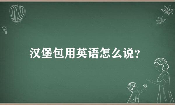 汉堡包用英语怎么说？