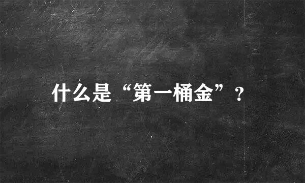 什么是“第一桶金”？