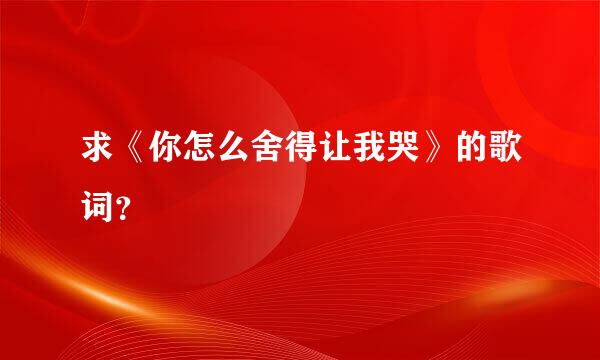 求《你怎么舍得让我哭》的歌词？