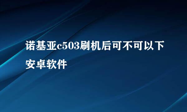 诺基亚c503刷机后可不可以下安卓软件