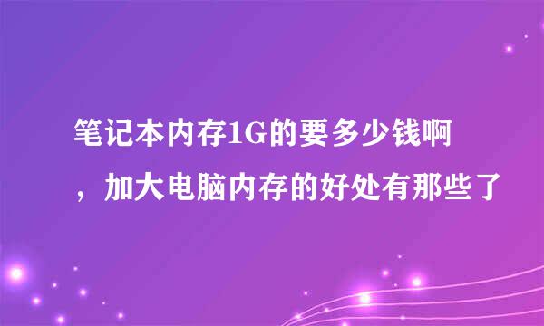 笔记本内存1G的要多少钱啊，加大电脑内存的好处有那些了