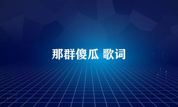 那群傻瓜 歌词