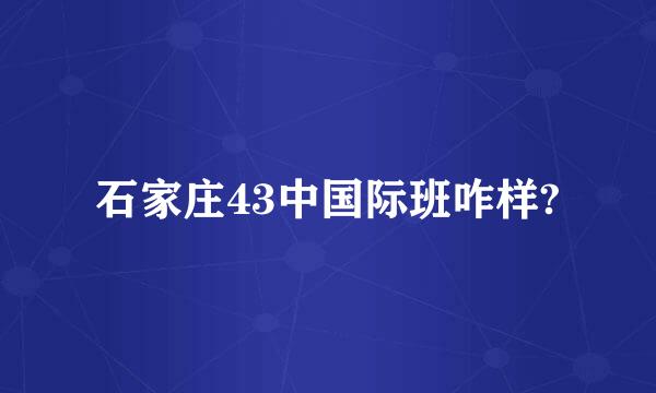 石家庄43中国际班咋样?