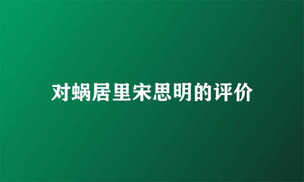 对蜗居里宋思明的评价