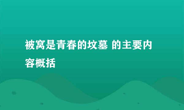 被窝是青春的坟墓 的主要内容概括