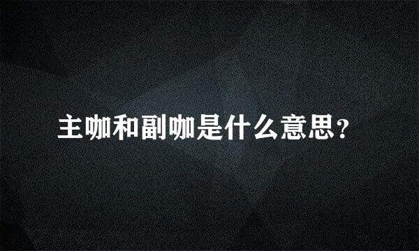 主咖和副咖是什么意思？