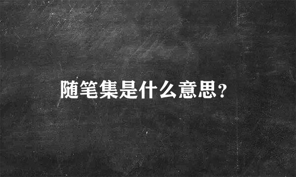 随笔集是什么意思？