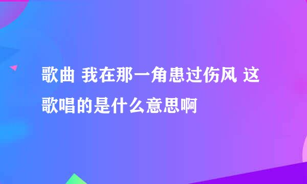 歌曲 我在那一角患过伤风 这歌唱的是什么意思啊