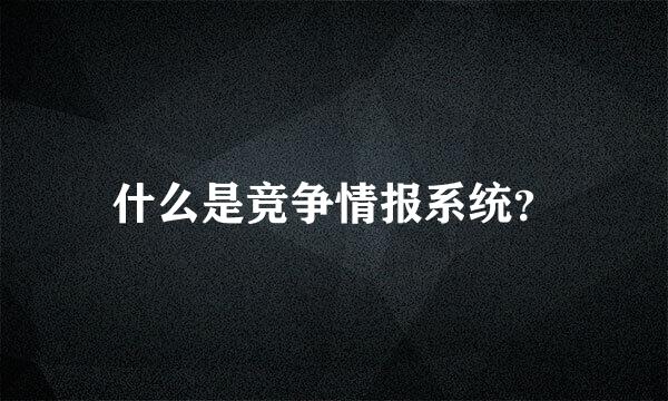 什么是竞争情报系统？