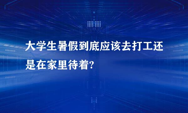 大学生暑假到底应该去打工还是在家里待着?