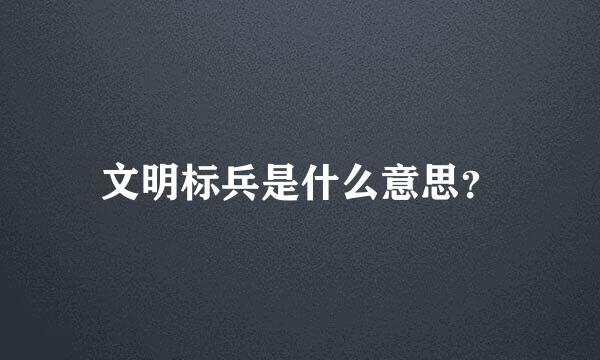 文明标兵是什么意思？