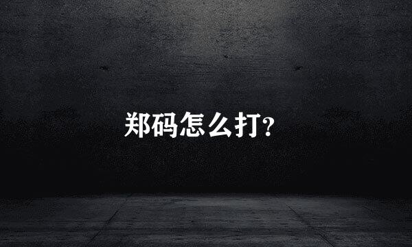 郑码怎么打？