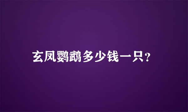 玄凤鹦鹉多少钱一只？