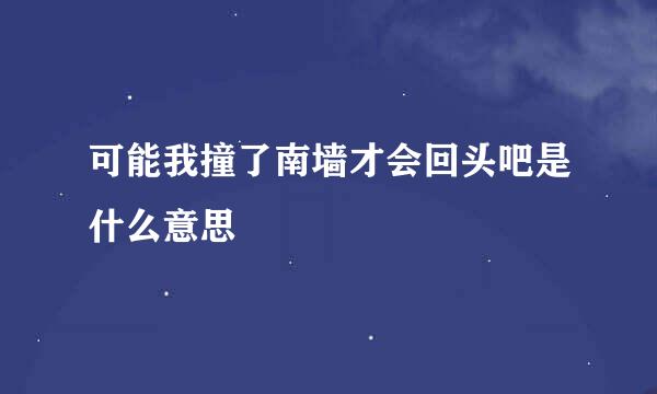 可能我撞了南墙才会回头吧是什么意思