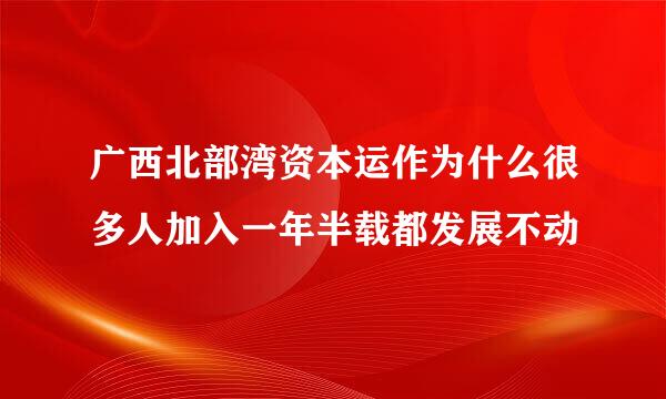 广西北部湾资本运作为什么很多人加入一年半载都发展不动