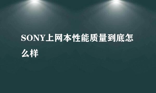 SONY上网本性能质量到底怎么样