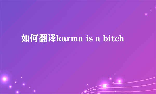 如何翻译karma is a bitch