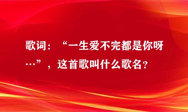 歌词：“一生爱不完都是你呀…”，这首歌叫什么歌名？