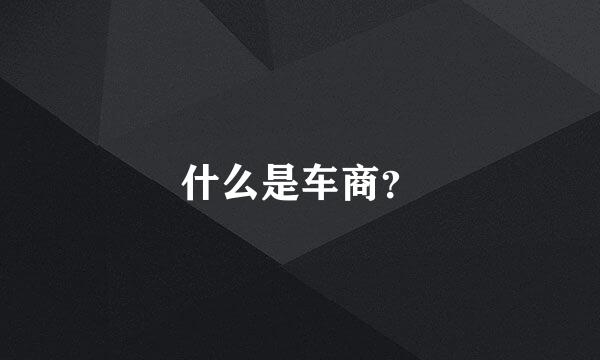 什么是车商？