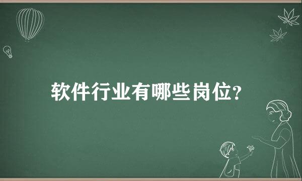 软件行业有哪些岗位？