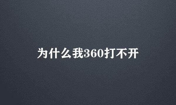 为什么我360打不开