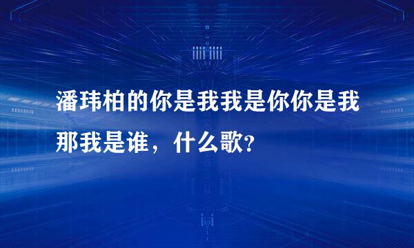 潘玮柏的你是我我是你你是我那我是谁，什么歌？