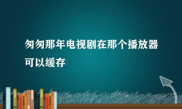 匆匆那年电视剧在那个播放器可以缓存