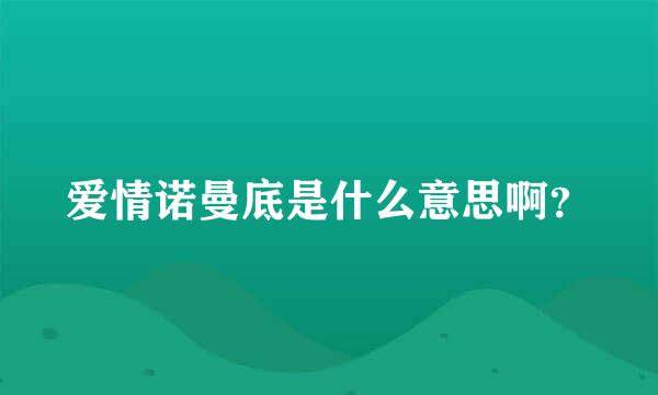 爱情诺曼底是什么意思啊？