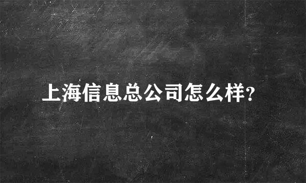 上海信息总公司怎么样？