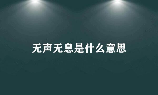 无声无息是什么意思