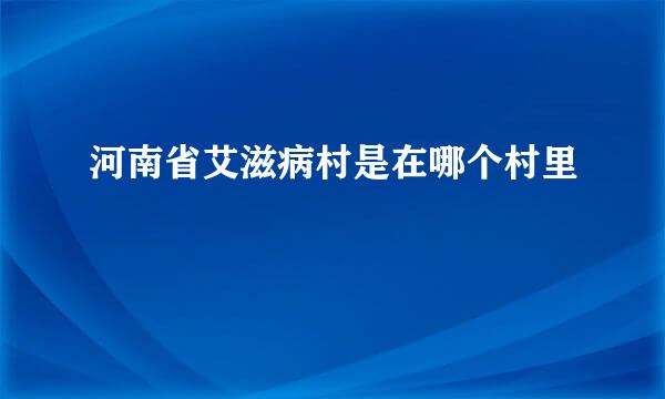 河南省艾滋病村是在哪个村里