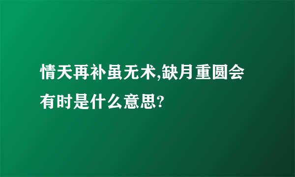 情天再补虽无术,缺月重圆会有时是什么意思?