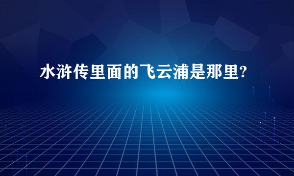 水浒传里面的飞云浦是那里?