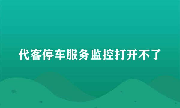 代客停车服务监控打开不了