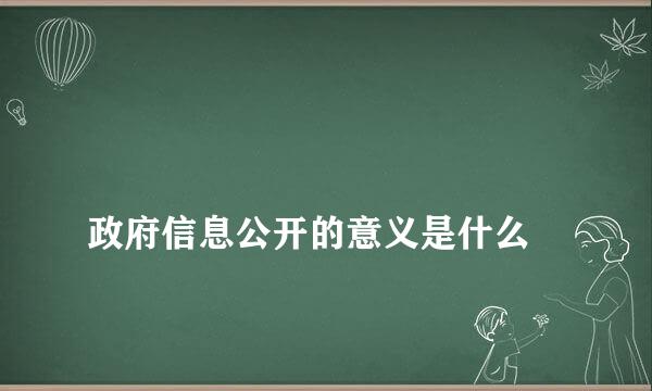 
政府信息公开的意义是什么
