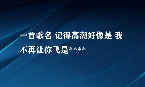 一首歌名 记得高潮好像是 我不再让你飞是****