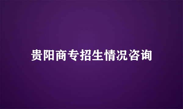 贵阳商专招生情况咨询