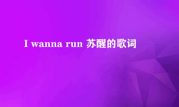 I wanna run 苏醒的歌词