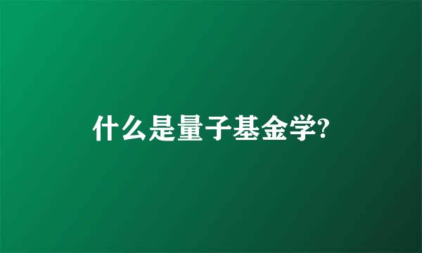 什么是量子基金学?